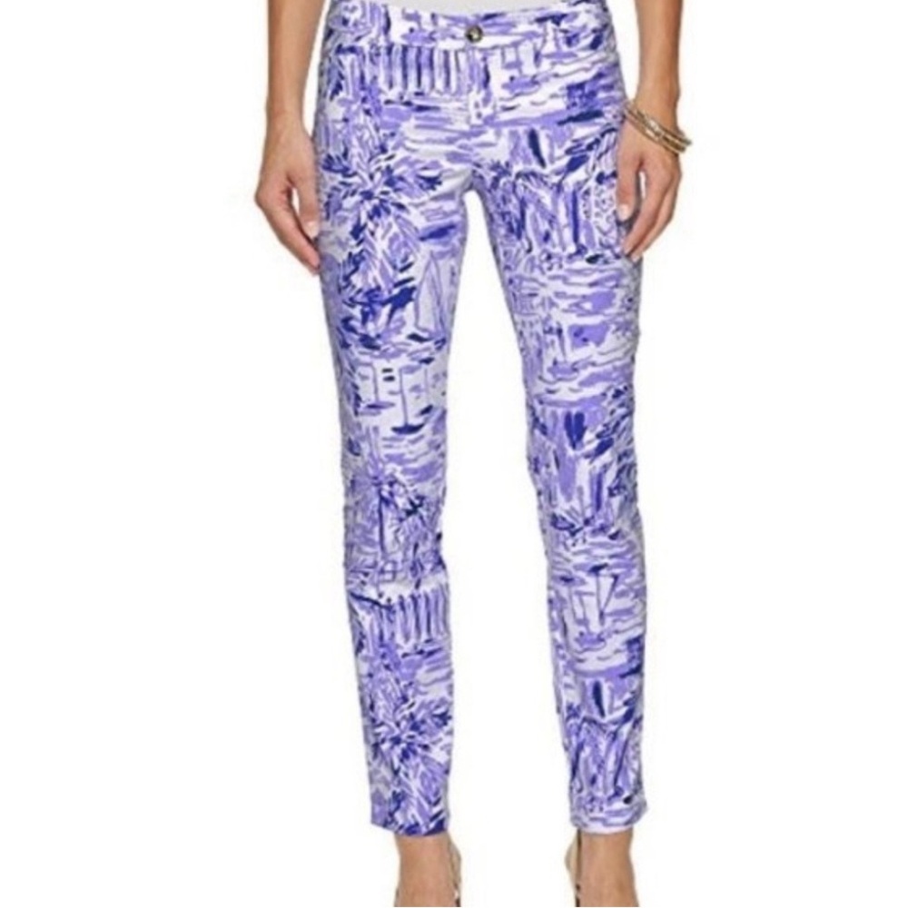 NWT LILLY PULITZER ROCK THE DOCK Kelly skinny ankle pants 14 lilac verbena NEW